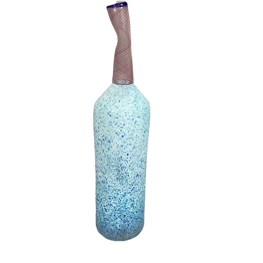Handblown Speckled Blue Large Glass Decanter - 19”H
