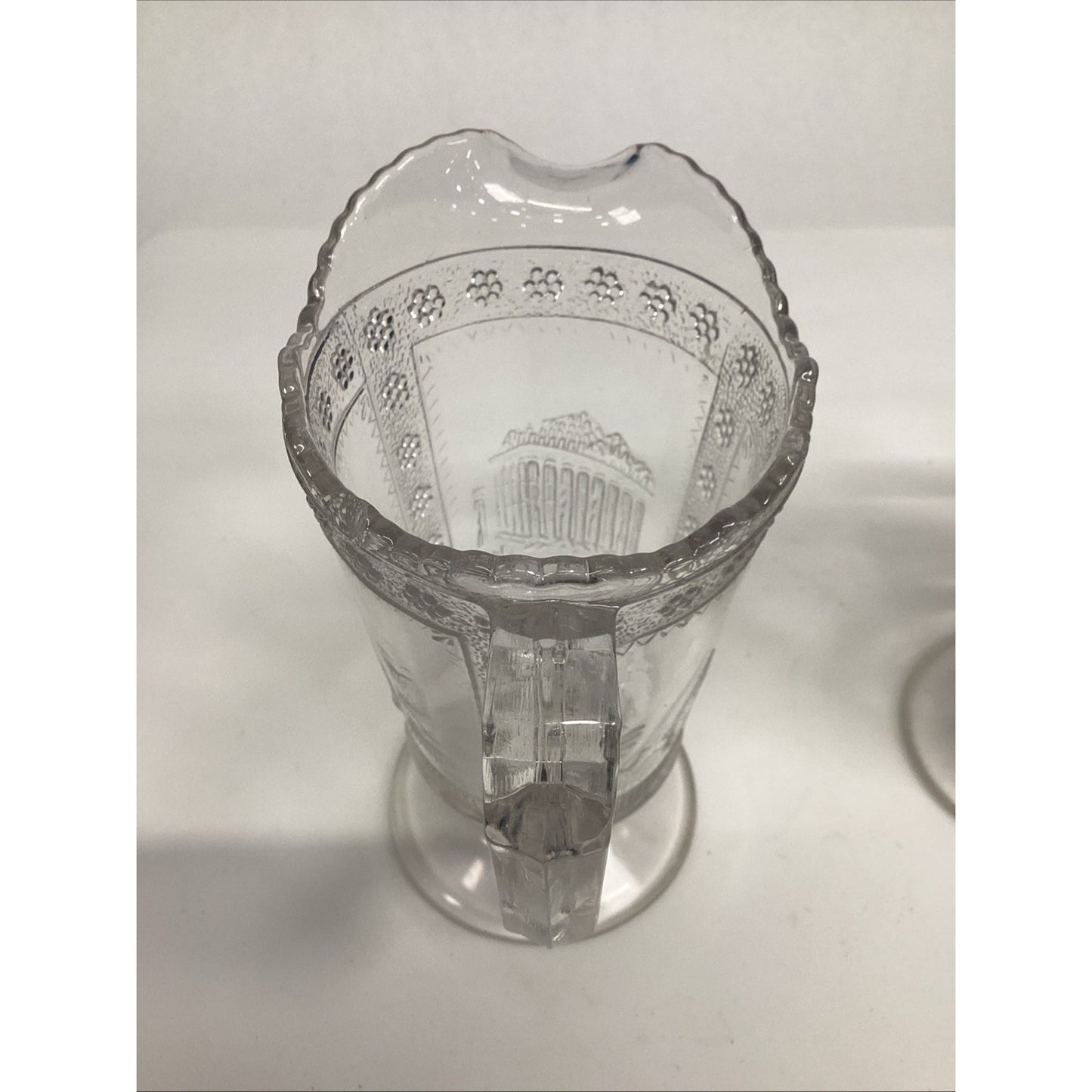 2 Antique Victorian 1880s Adams & Co. EAPG “Egyptian” Pattern Glass Pitcher – 6”