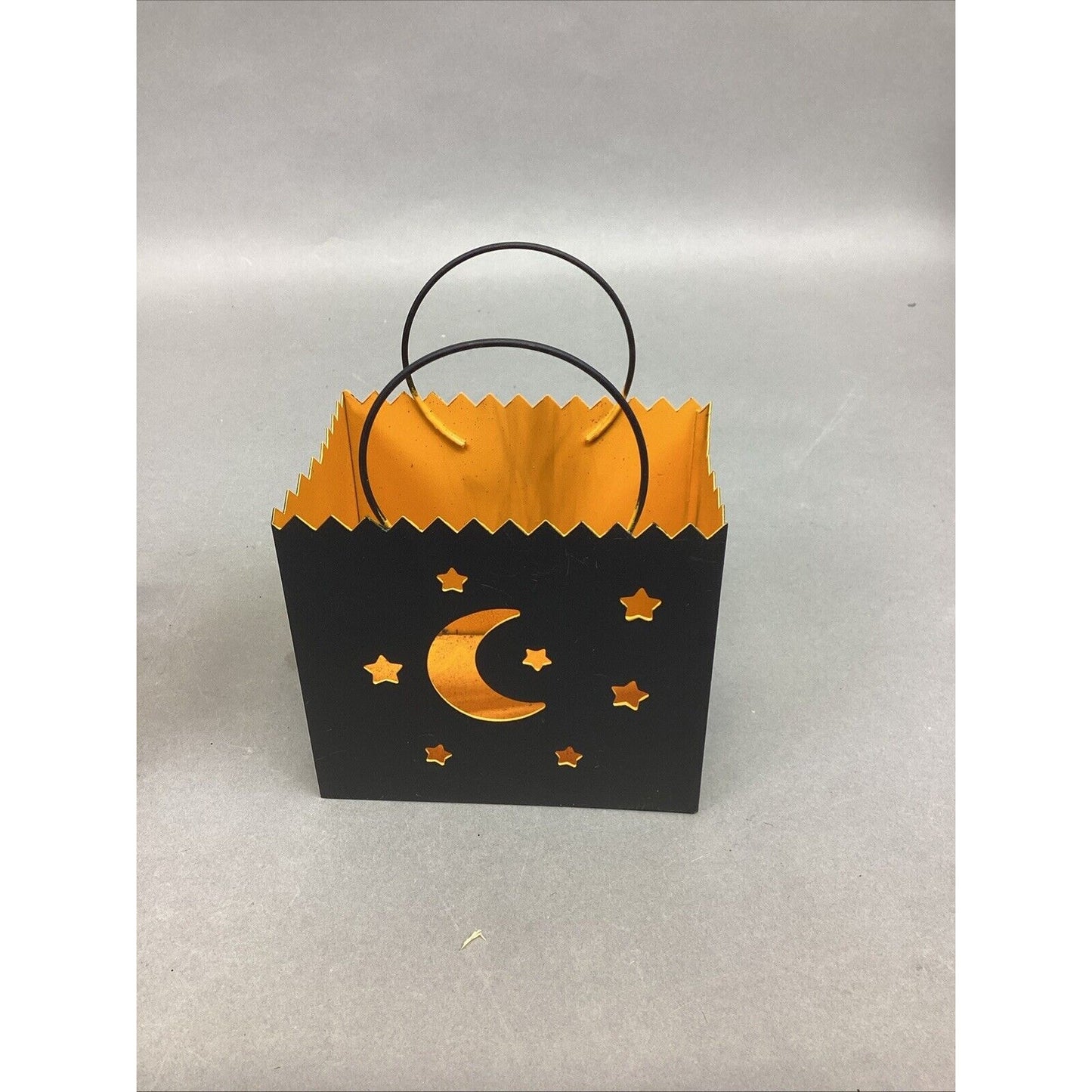 Set Of 6 Halloween Luminaries Lanterns & 3 Orange Candle Holders