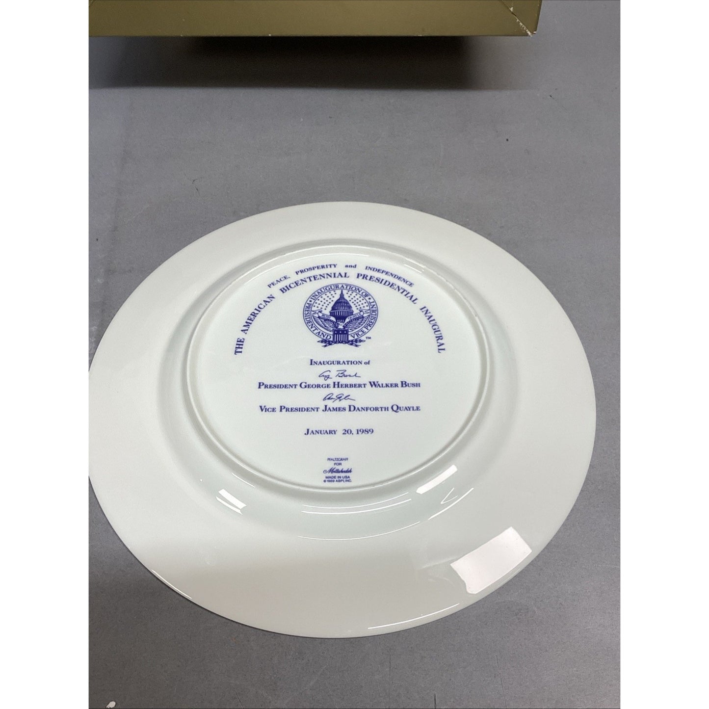 Set Of 2 Pfaltzgraff Bone China George HW Bush Inauguration Plates In Boxes