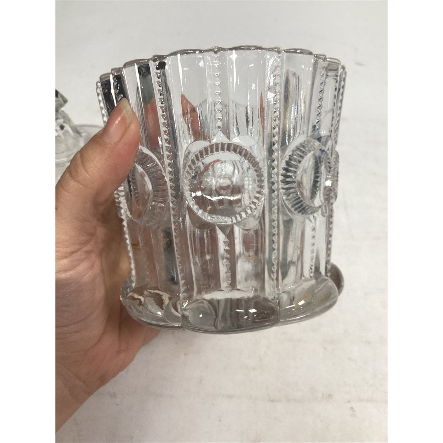Vintage EAPG Pressed Glass Sugar Bowl With Lid Or Lidded Candy Dish
