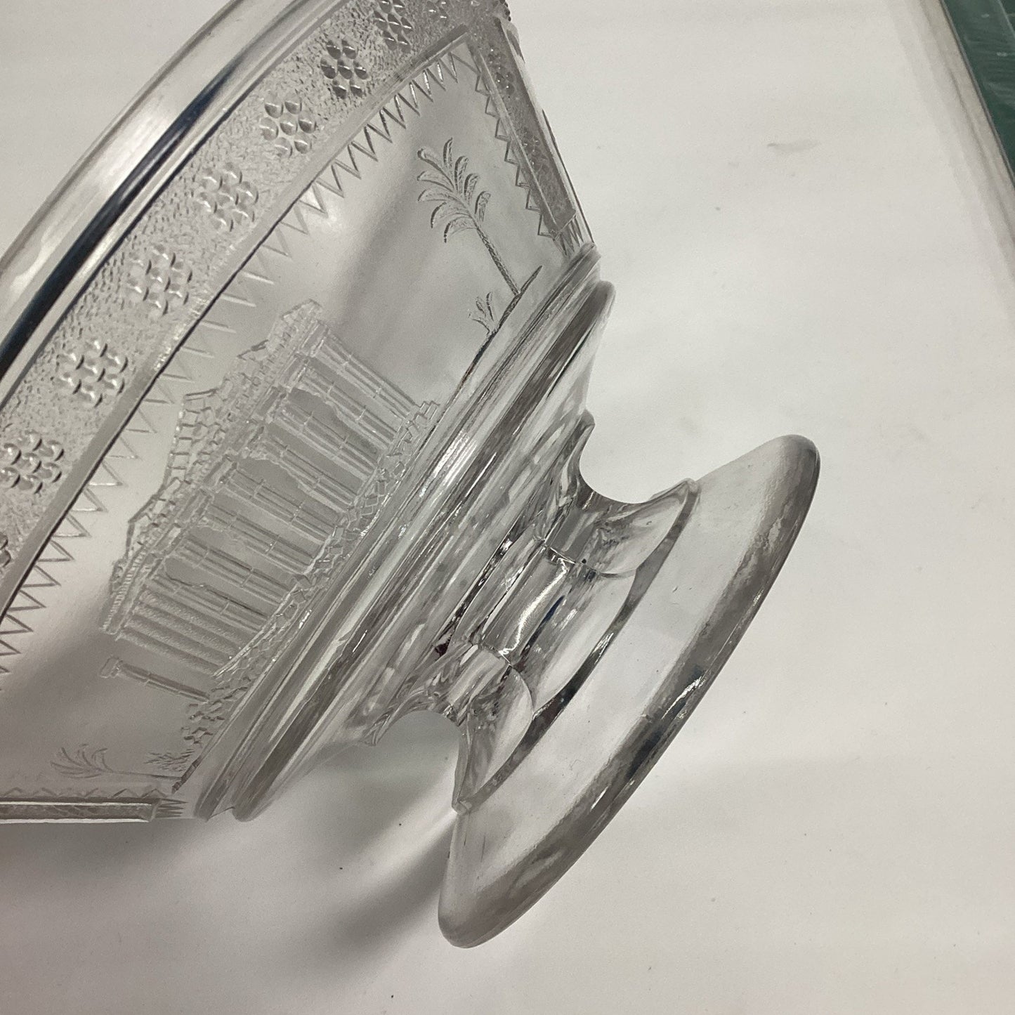 Antique 1880's Glass Pedestal Bowl Adams & Co Egyptian Sphinx Motifs
