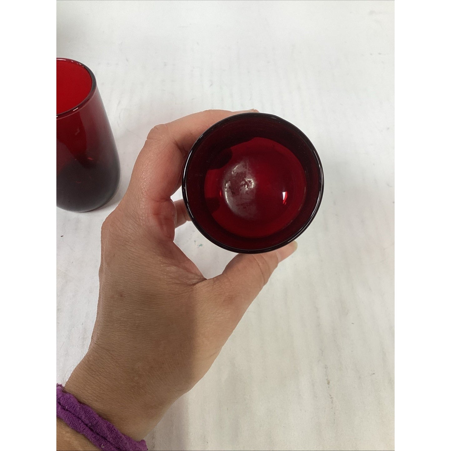 Vtg Anchor Hocking Royal Ruby Red Tilt Ball Pitcher w/Ice Lip & 2 Tumblers