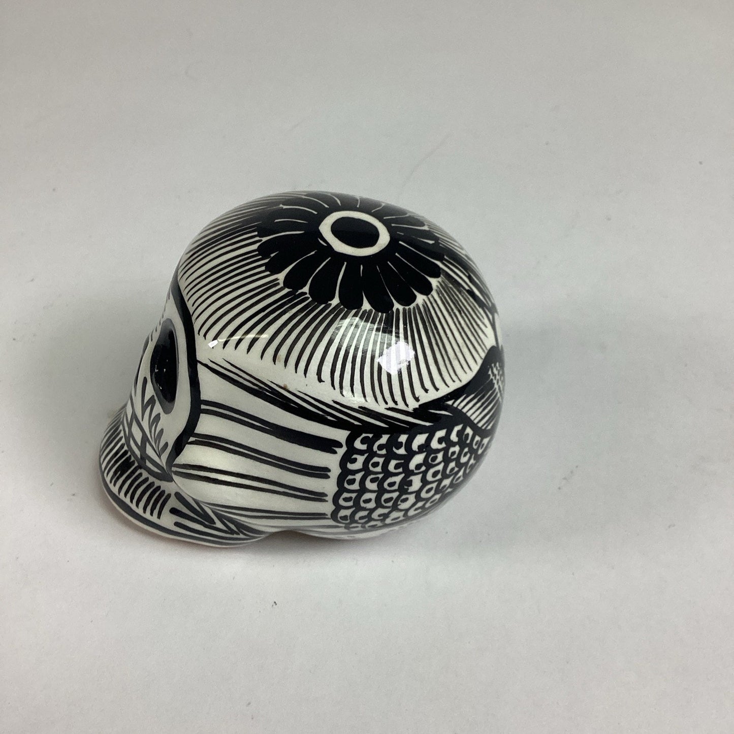 Day Of The Dead Black And White Small Sugar Skull Figurine