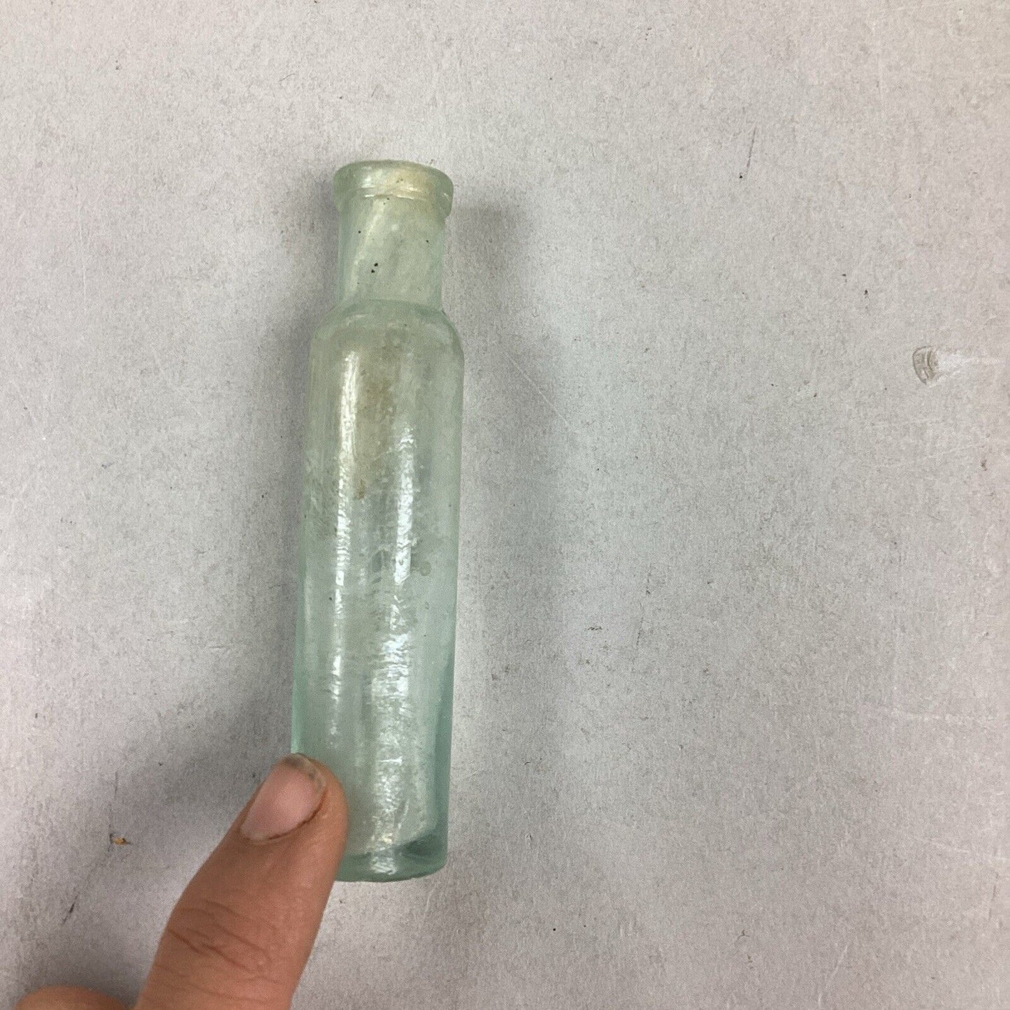 Antique Small Green Glass Bottle Apothecary - 3.5”H