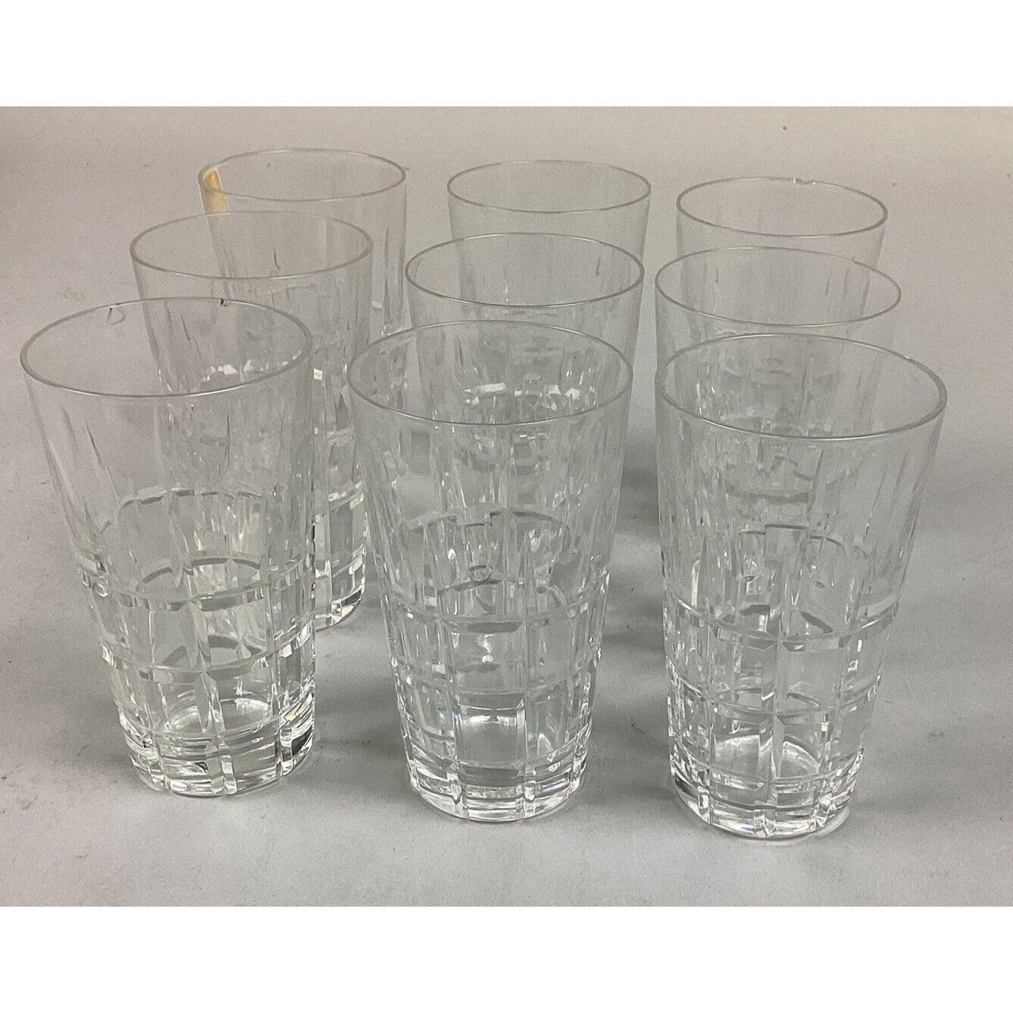 Set Of 9 Plaid Style Cordial Glasses - 3 7/8”