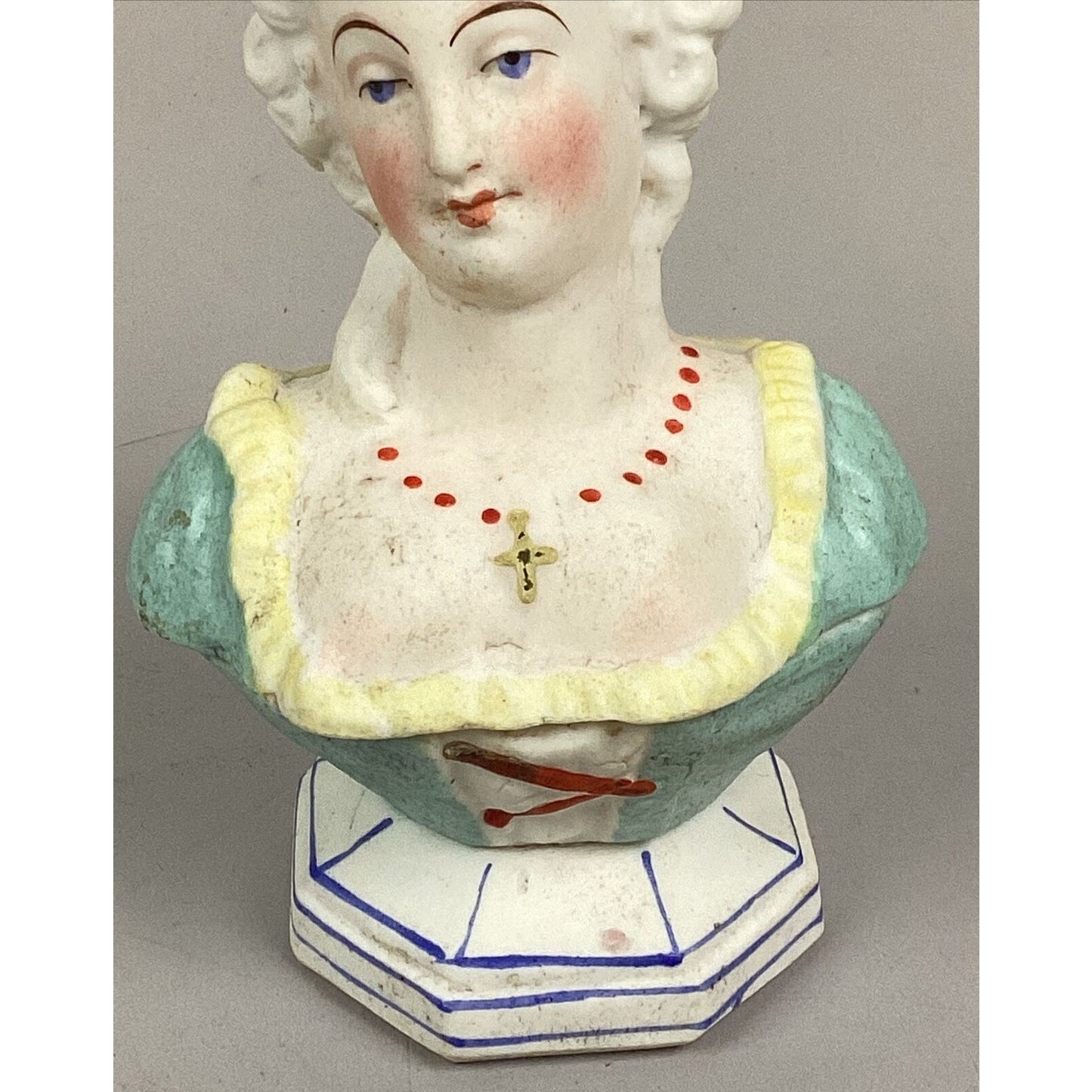 Antique German Porcelain Figurines - Man & Busty Lady Trinket Or Jewelry Box