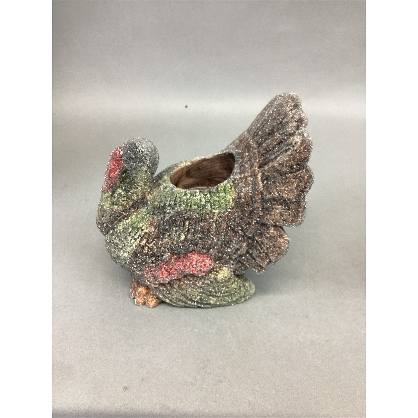 Set Of 2 Frosted Ceramic Turkey Candle Holders - 5x4.5x5.25”