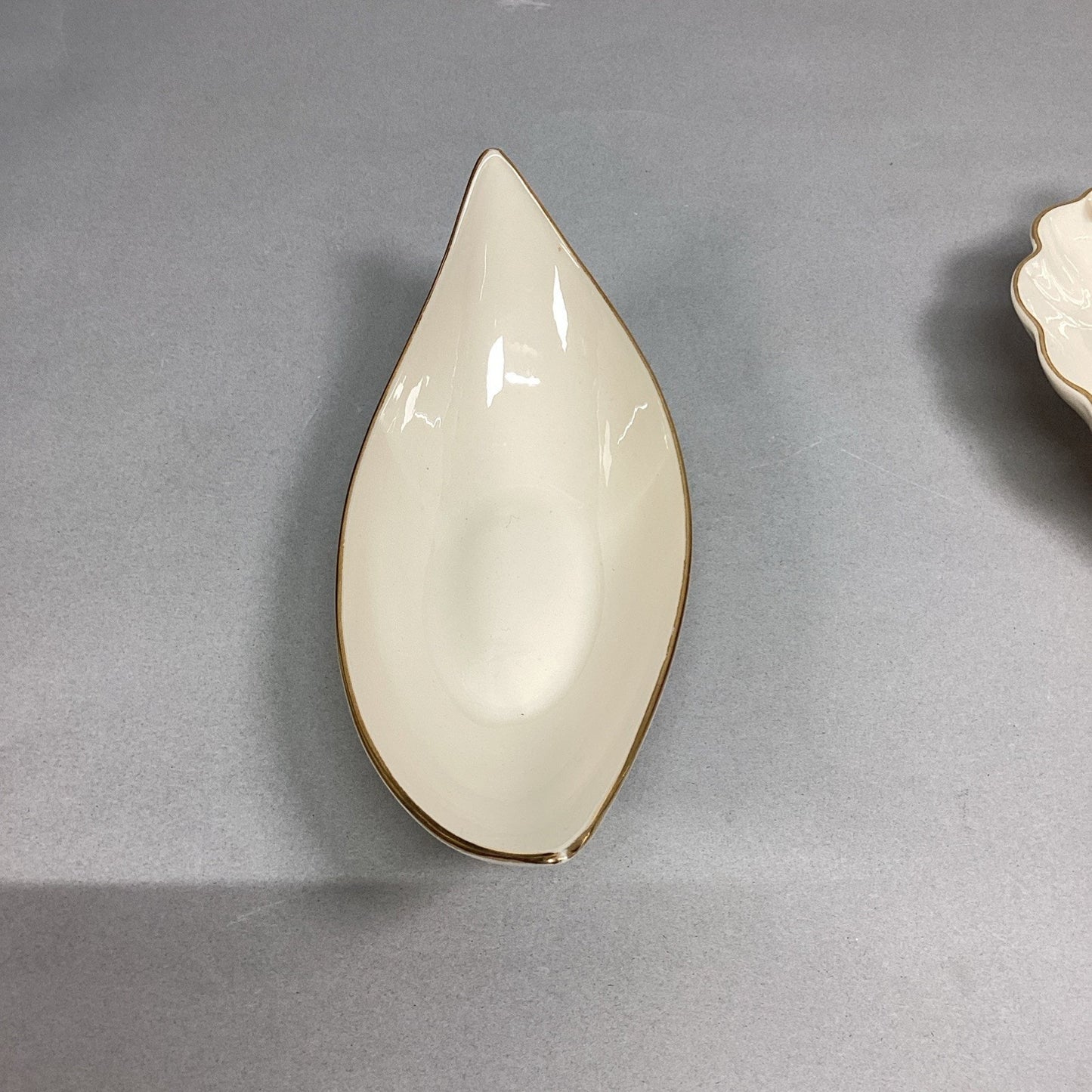 Lot Of 2 - Lenox Candy Nut Serving Dishes - Leaf Shaped/Banana Boat -Made In USA