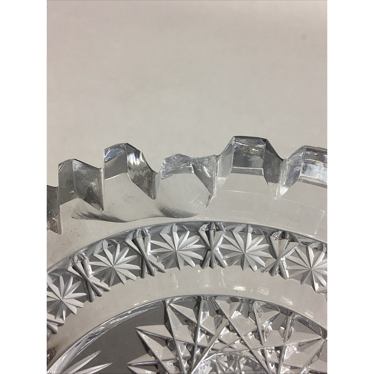 Footed Heavy Crystal Fruit Bowl Compote Platter W/ Scalloped Edges - 13.5”