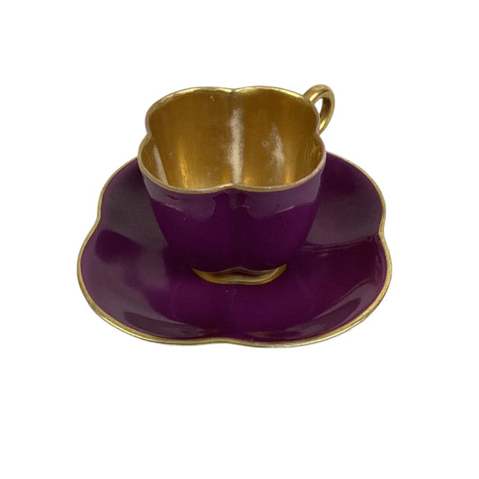 Black Knight QUATREFOIL Demitasse Purple Cup and Saucer - Made In Bavaria