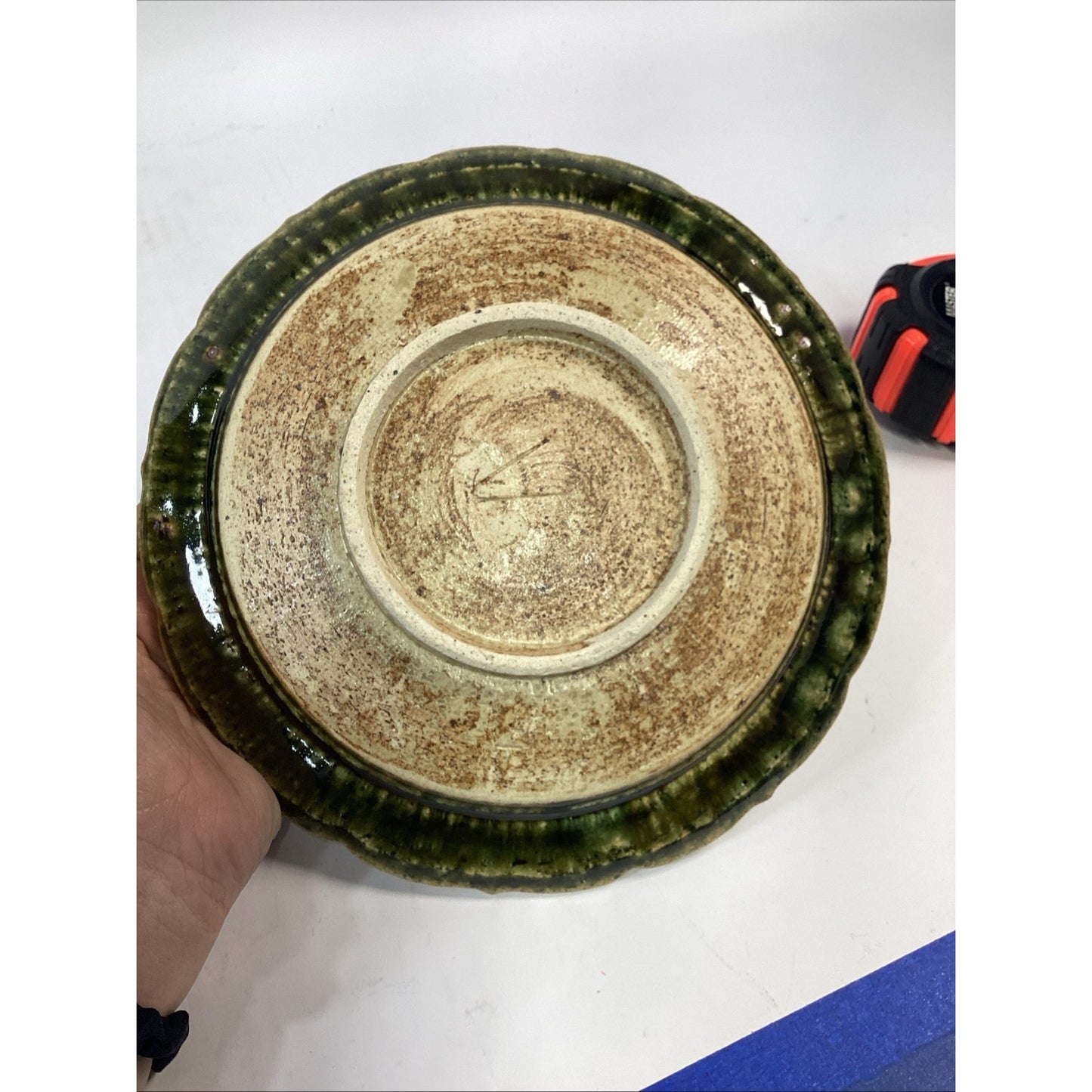 Handmade Hand Painted Dark Green Soup Salad Bowls - 8.25”D