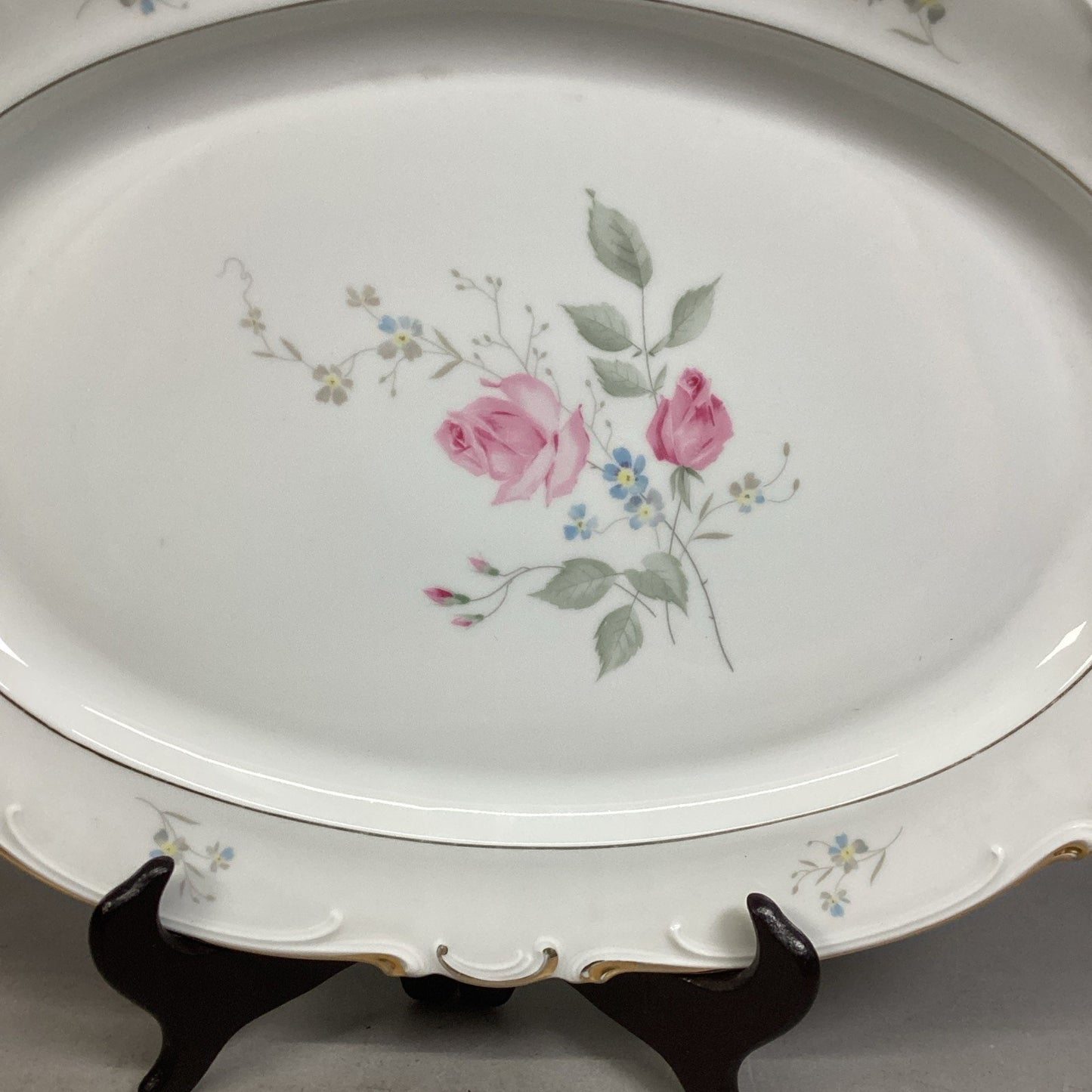 Set Of 2 Heinrich & Co. Selb Pink Floral Serving Platters - Bavaria Germany