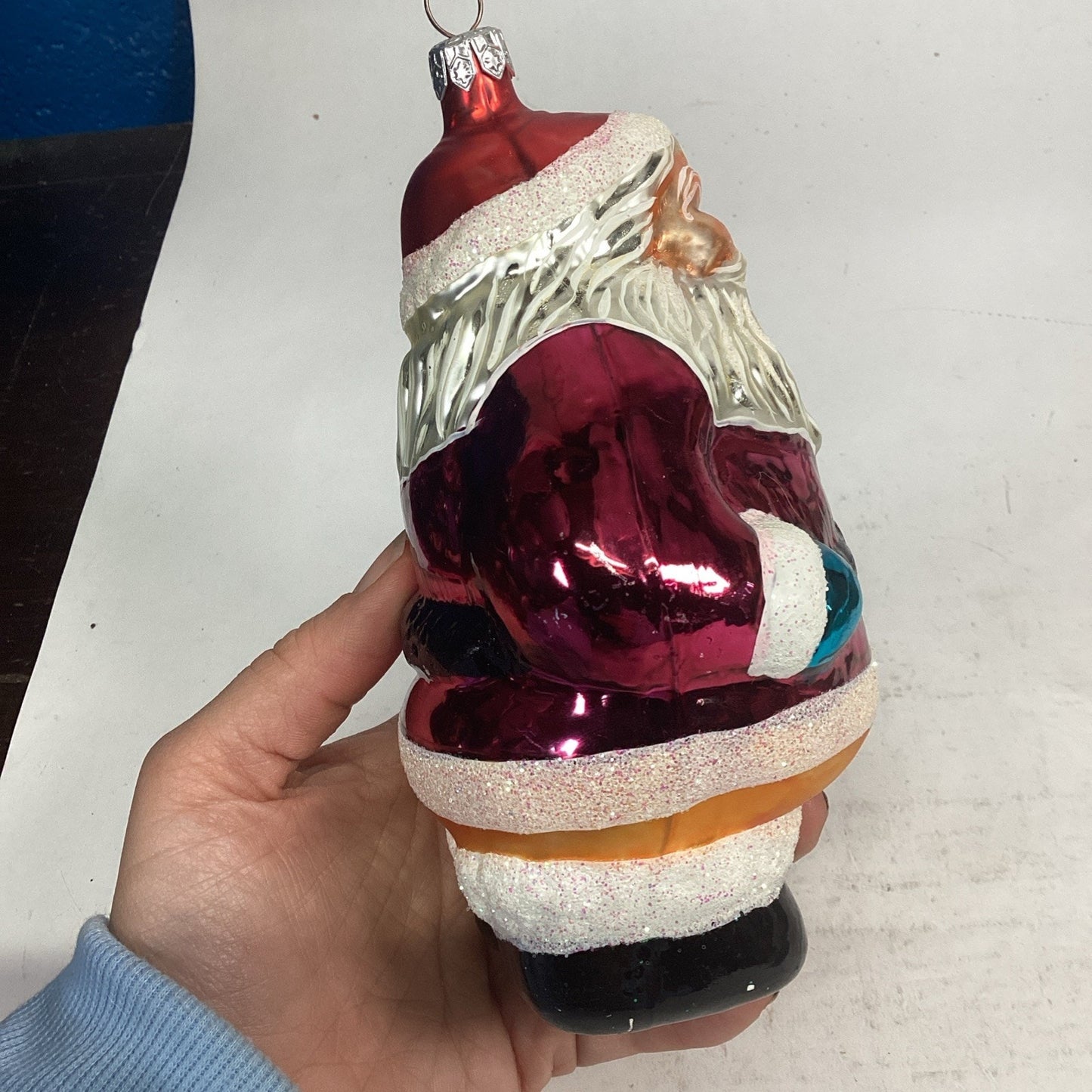 Vintage Christopher Radko “Round About Santa” Glass Ornament 6.5” 95-005-0