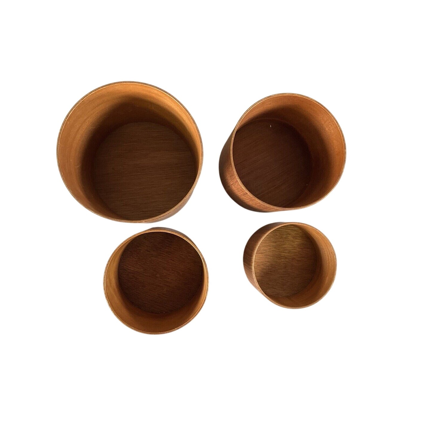 MCM Teak Bent Wood Nesting Canisters Set Of 4 Japan Kitchen Storage