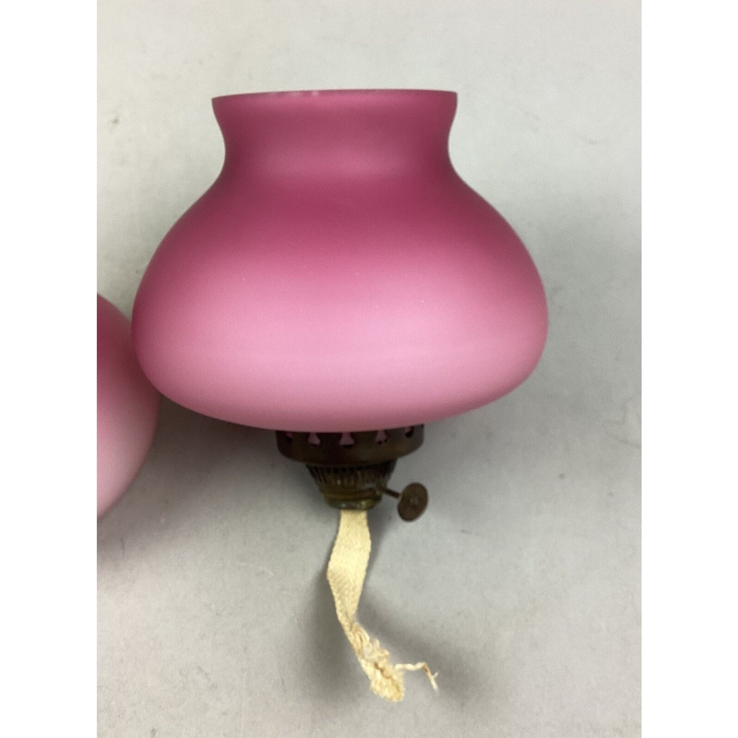 Antique Pink Gradient Peach Blow Kerosene Table Lamp - 10.5”H