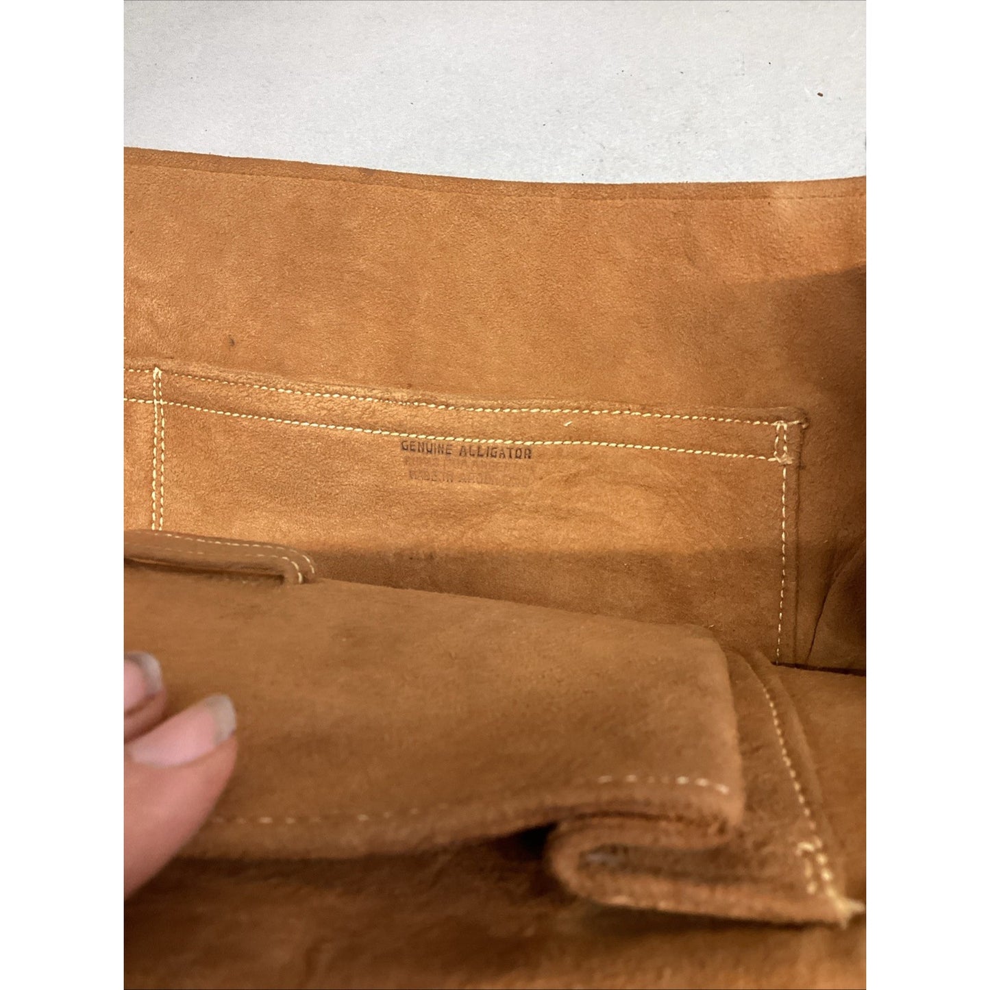 Vintage Genuine Alligator Skin Brown Leather Satchel Case