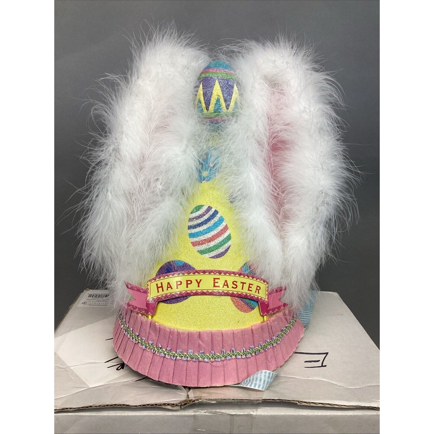 Dept 56 Glitterville Easter Egg Party Hat w/ 6 Patrician Pink 10” Candles