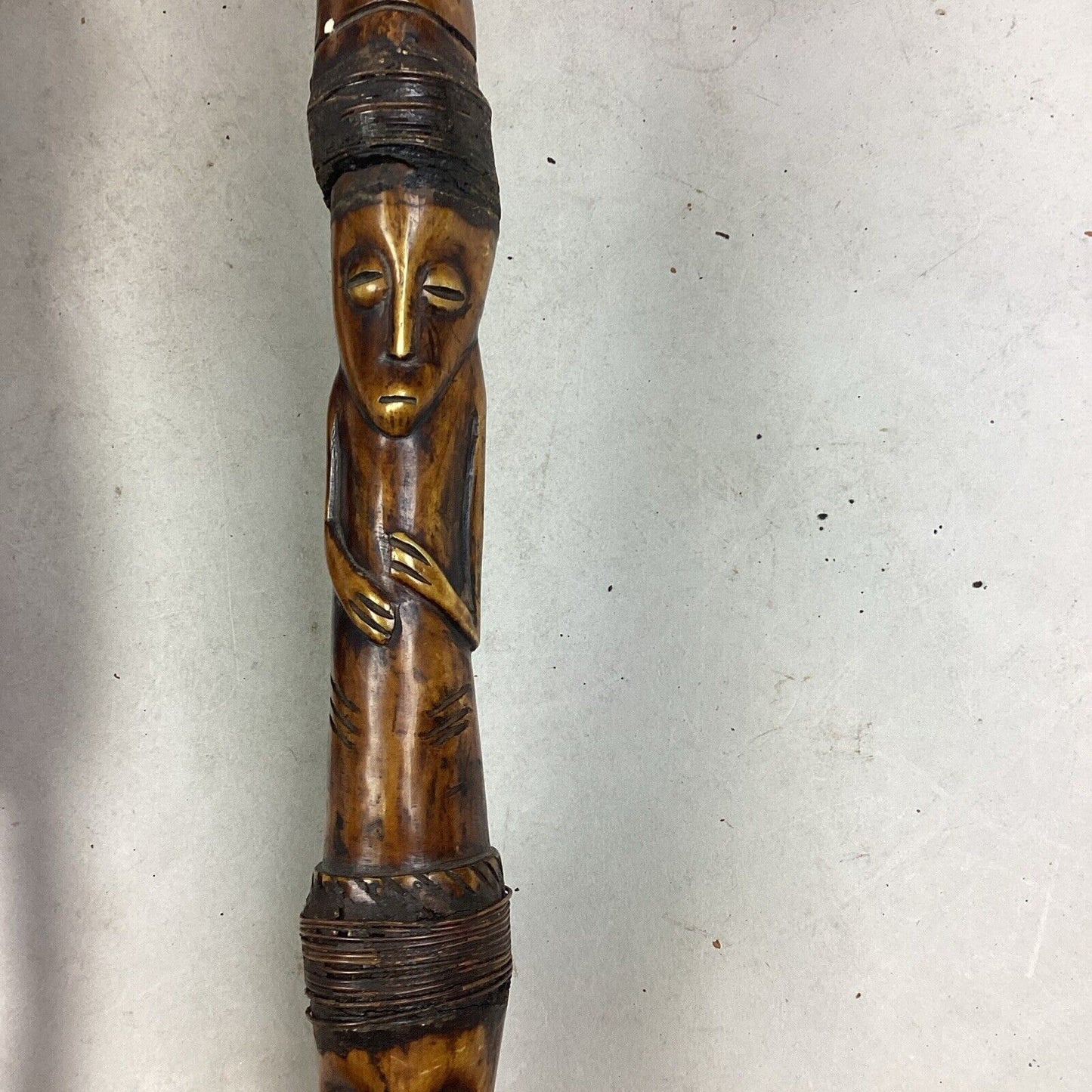 Set Of 2 Hand Carved Totem Canes