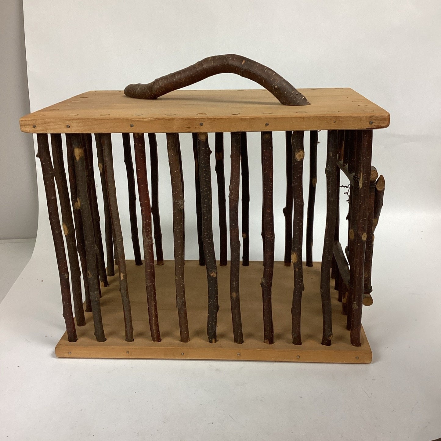 Handmade Wooden Cage With Carved Deer - Made By Wabi Wood Shop In Maine