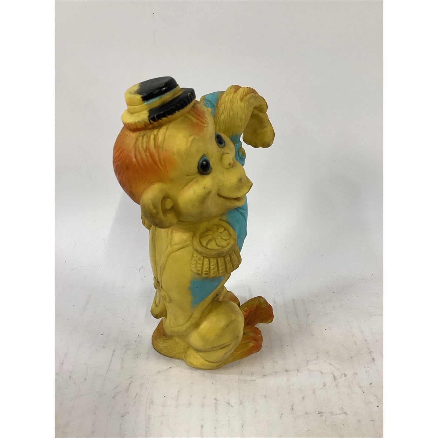 1965 Vintage AJC Rubber Yellow Monkey Squeak Toy Crib Hanger - It Works!