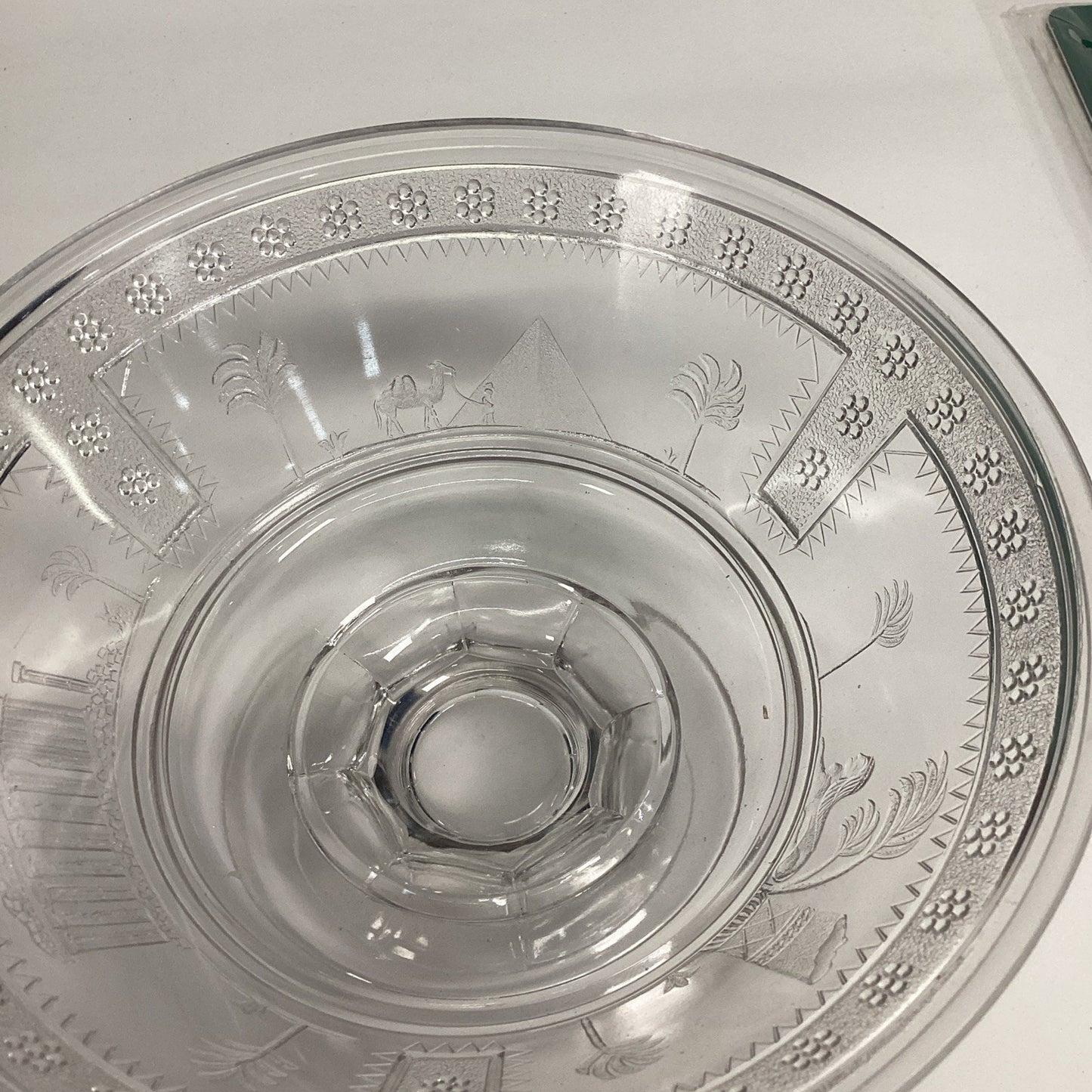 Antique 1880's Glass Pedestal Bowl Adams & Co Egyptian Sphinx Motifs