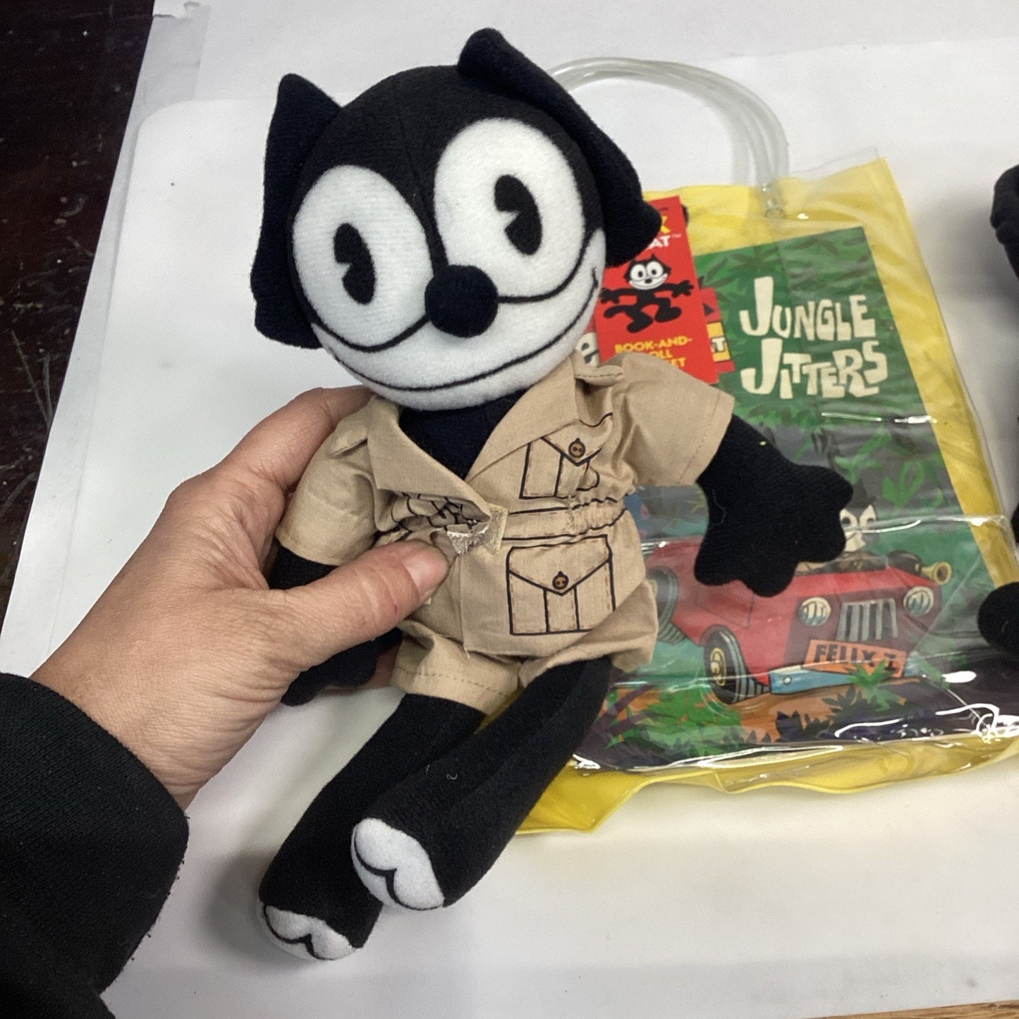 Set Of 2 Felix The Cat Plush Doll & Jungle Jitters Books W/ Carry Bags - New!