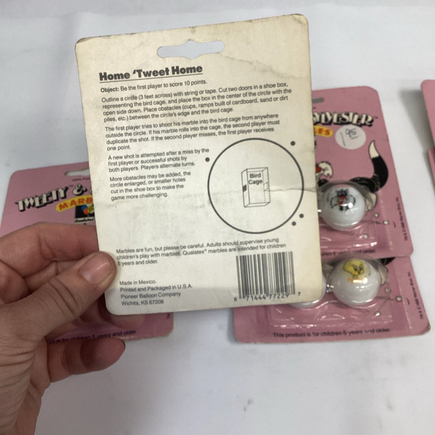 Lot Of 6 - 1988 Tweety & Sylvester Home Tweet Home 100% Pure Glass Marbles