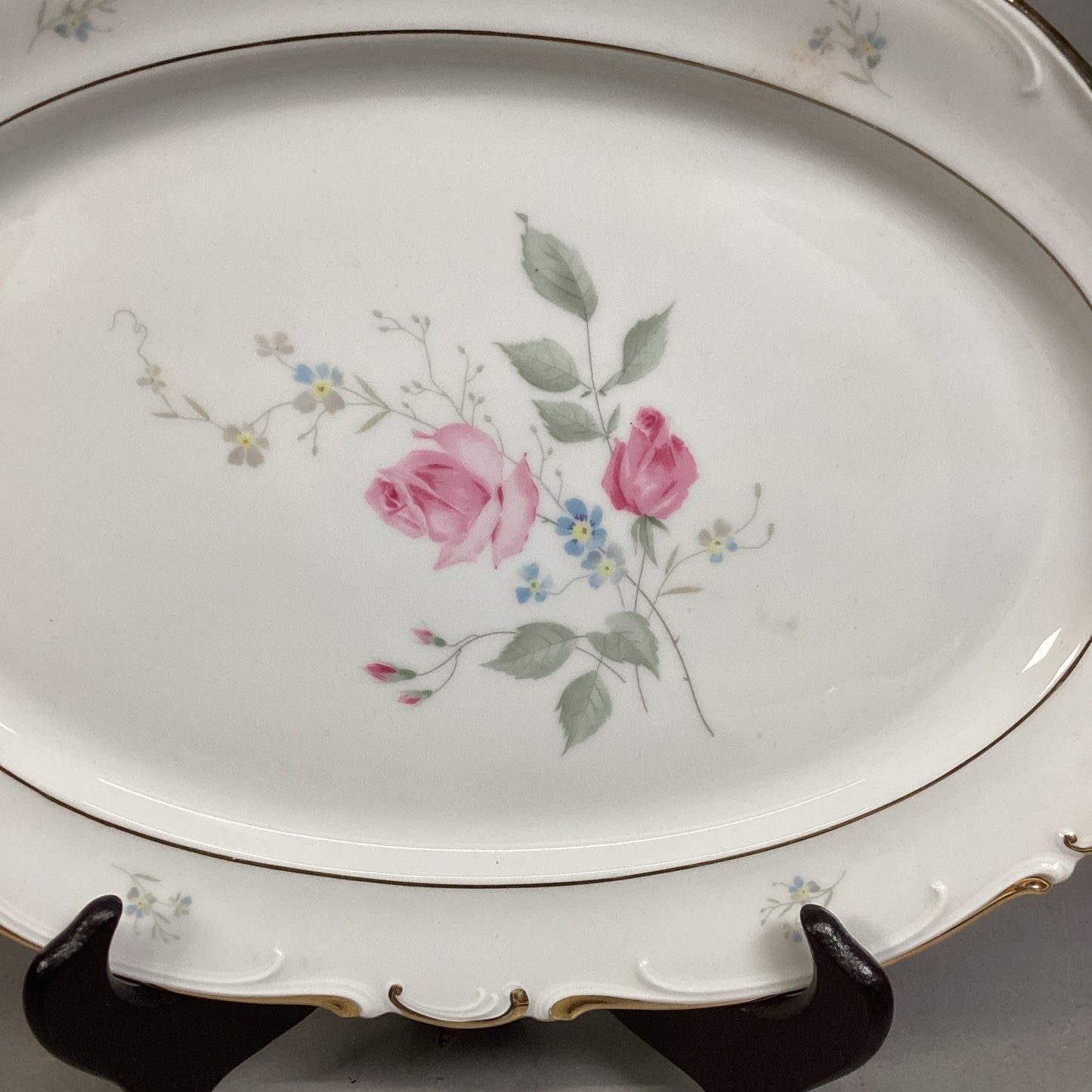 Set Of 2 Heinrich & Co. Selb Pink Floral Serving Platters - Bavaria Germany