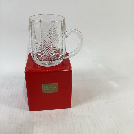 MIKASA Crystal Heavy Cut Christmas Tree Holiday Mug Germany - 12 Oz & Box