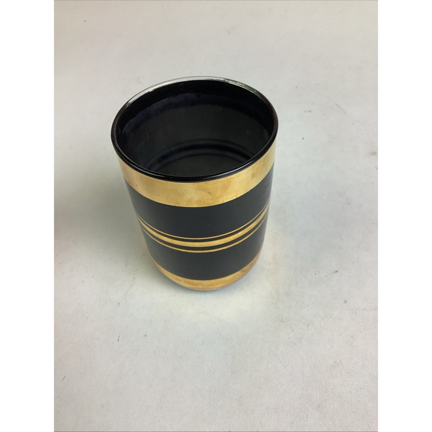 Set Of 2 Kotubuki Japanese Blue Striped Cups & 1 Black Gold Cup