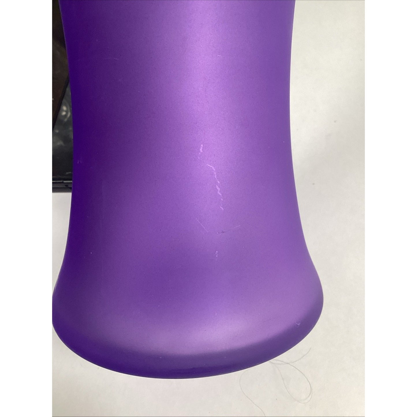 Large Smooth Hourglass Lavender Purple Frosted Glass Vase 8” Tall