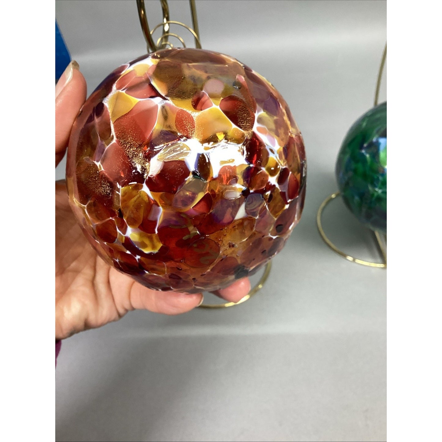 Set Of 3 Hand Blown Glass Christmas Ornaments With Ornament Hangers