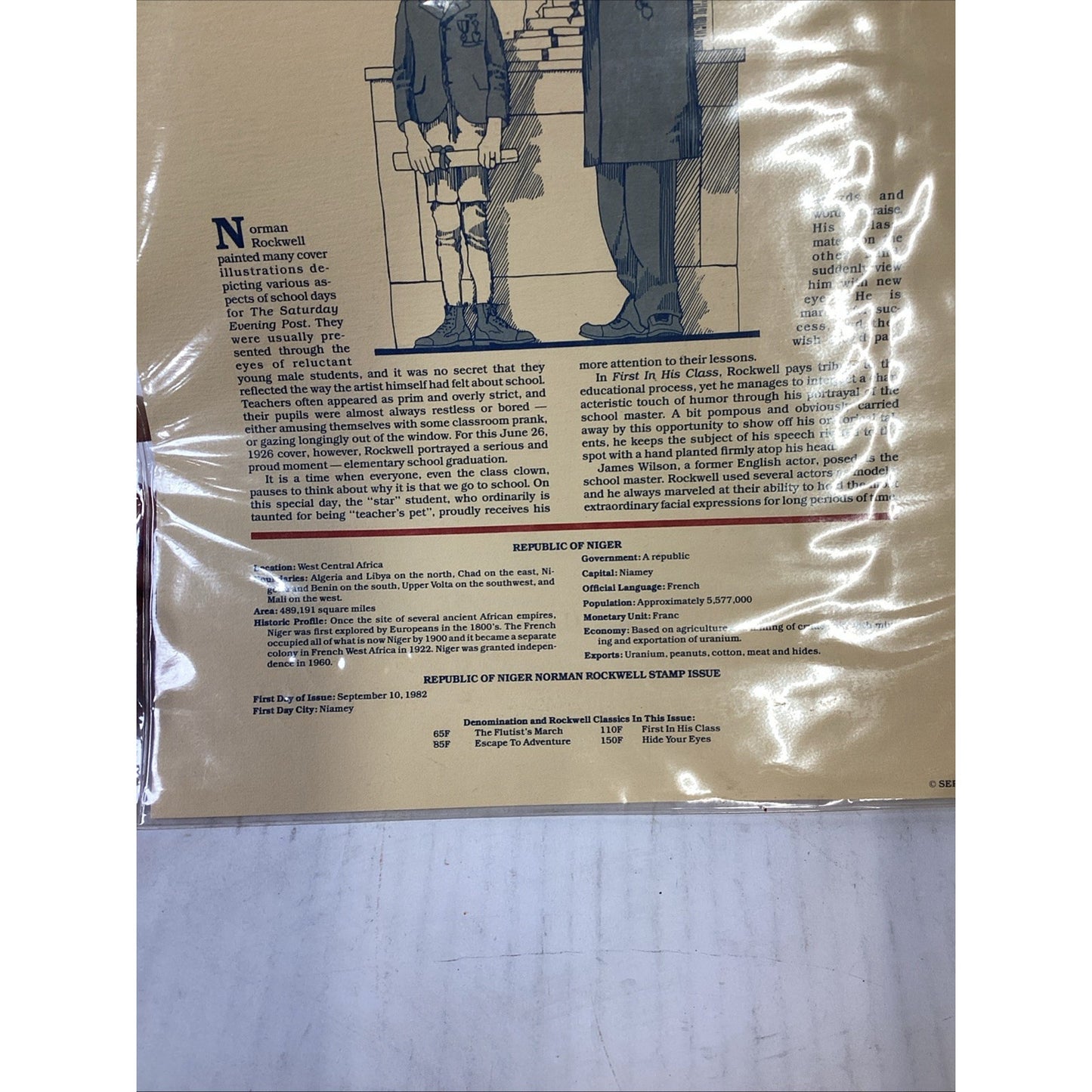 1982 Norman Rockwell Republic Of Niger Hide Your Eyes/First In His Class Stamps