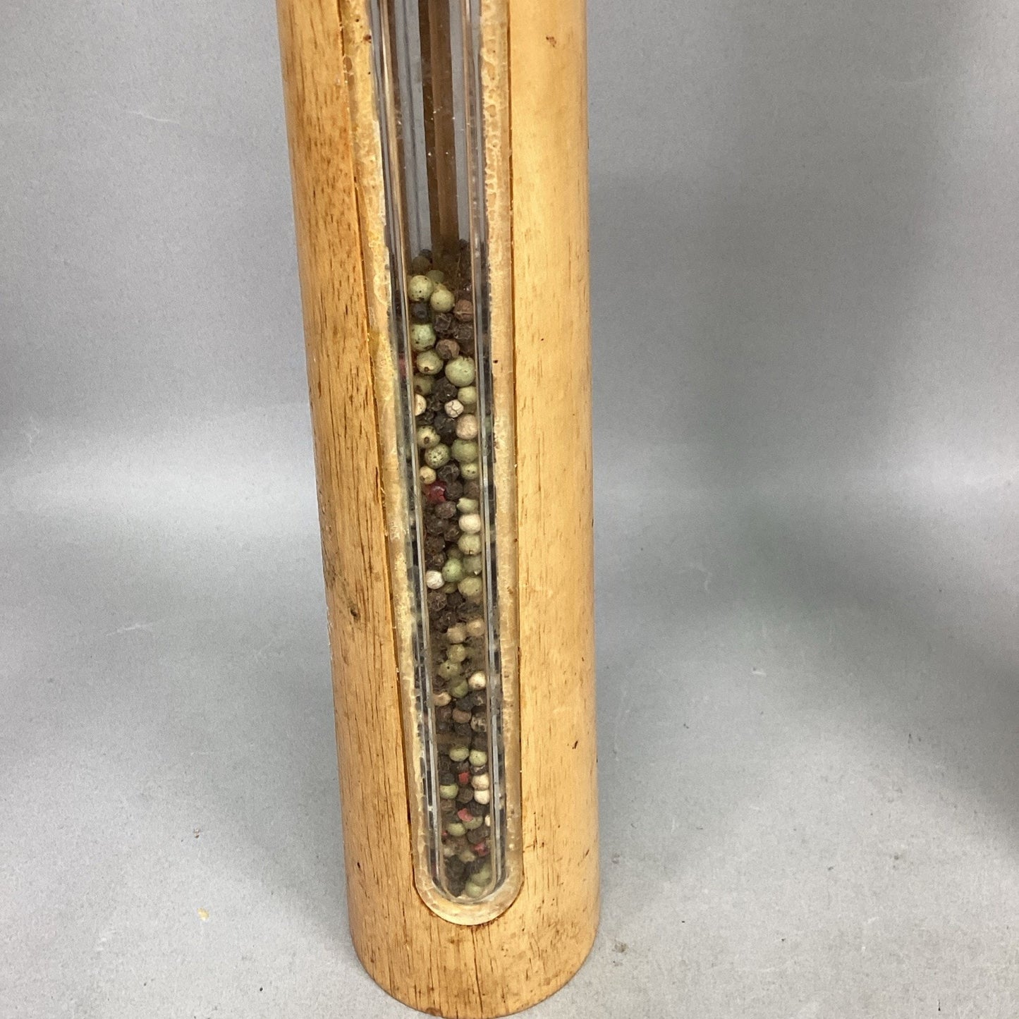 2-Piece Wooden Salt & Pepper Grinder/Mill 16" Tall w/See Thru Panels - Italy