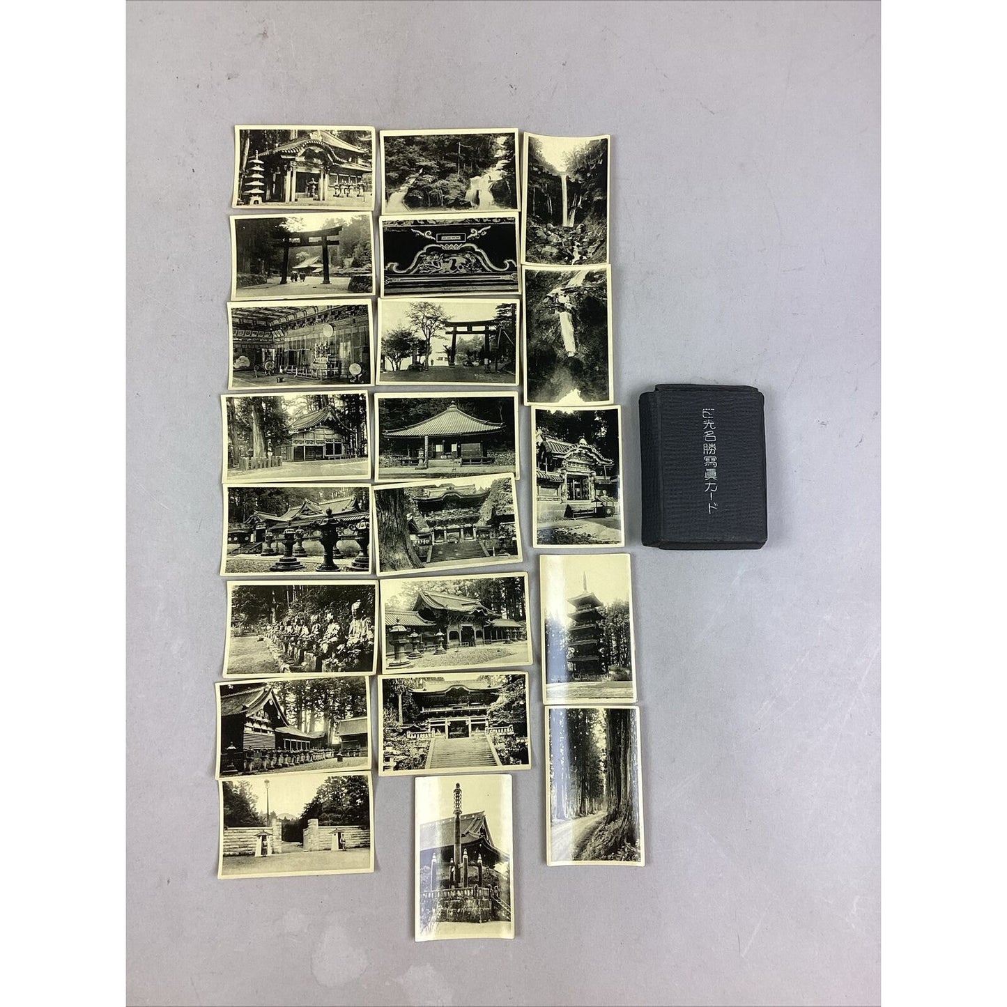 Set Of 21 Vintage Miniature Black And White Japanese Photos - Nikko