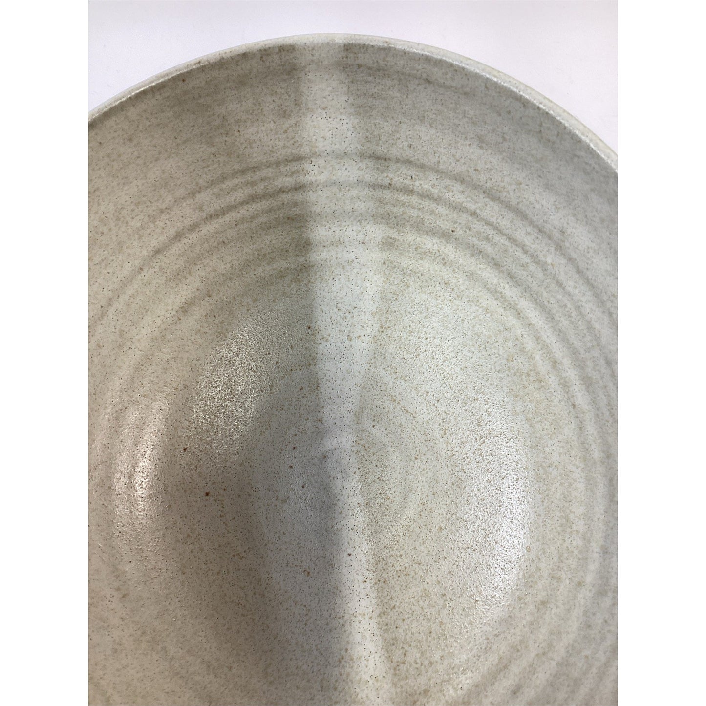 Vintage Speckled White Glazed Bowl - 9x7.5x3.5”