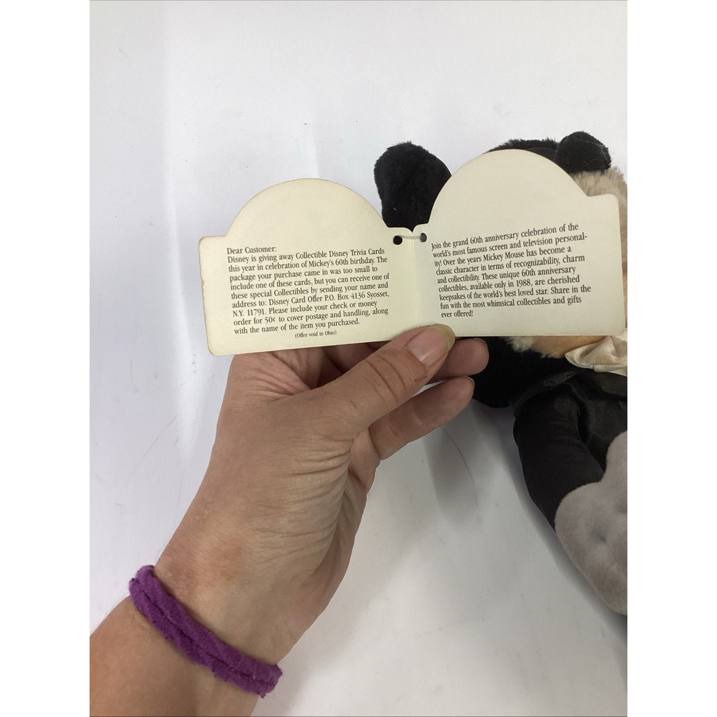 Disney 10” Mickey Mouse Tagged 60th Anniversary Black Tuxedo Plush Applause NOS