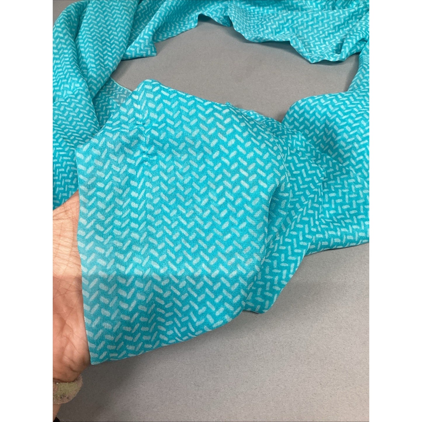 100% Silk Teal W/ White Women’s Scarf - 80x25”