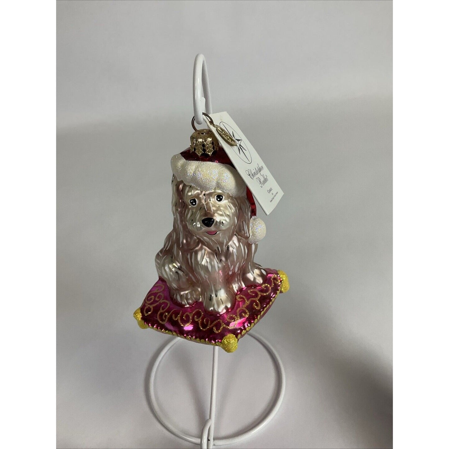 Christopher Radko Ornament Charlie White Dog + Scarf Santa Dog