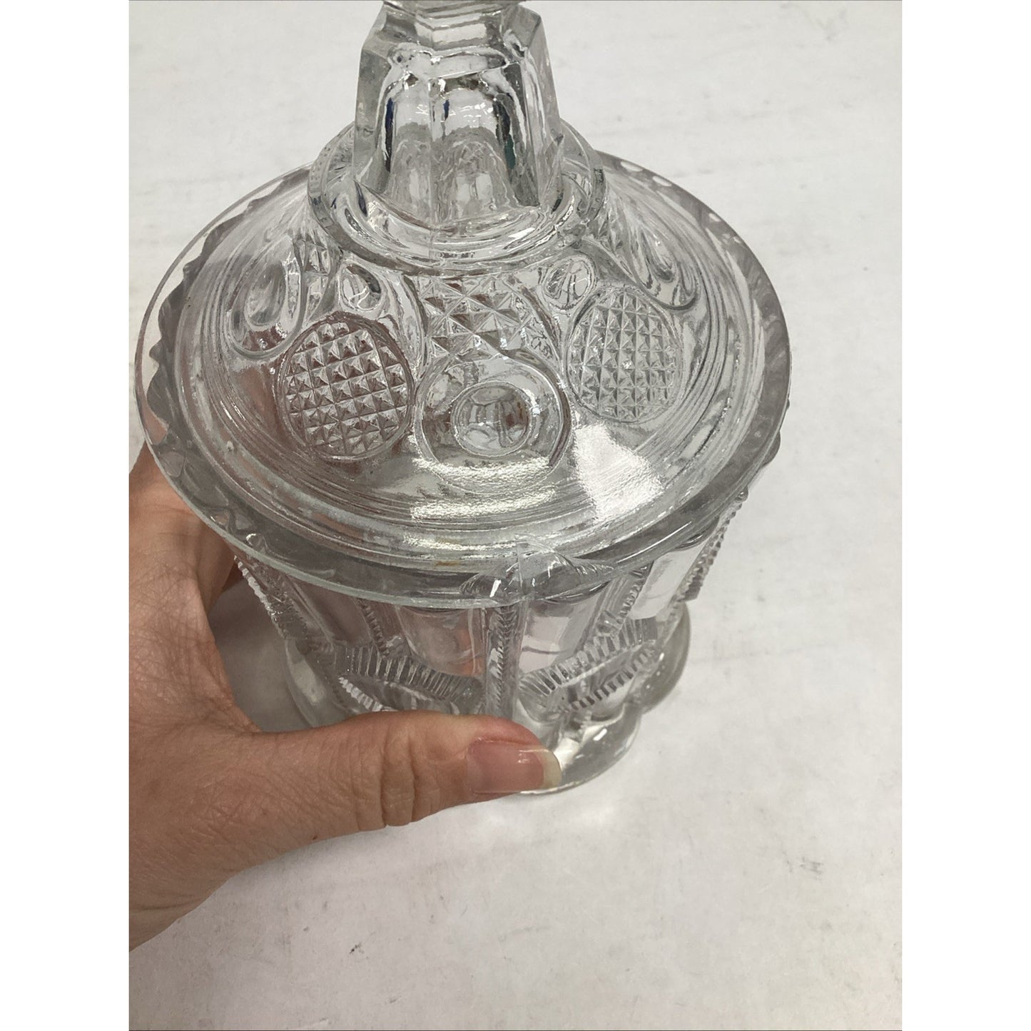 Vintage EAPG Pressed Glass Sugar Bowl With Lid Or Lidded Candy Dish