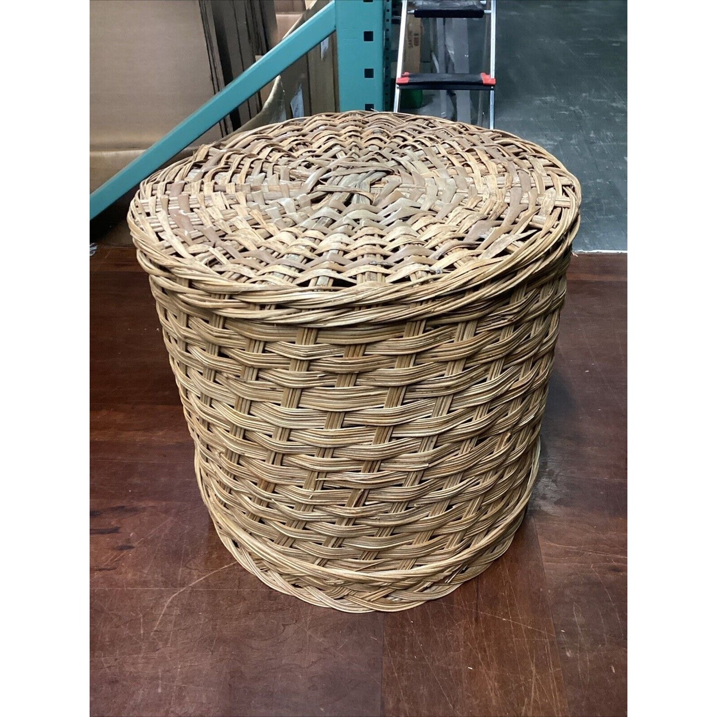 Wicker Rattan Hand Woven Laundry Basket Waste Basket - 13.5"Hx13.5"D