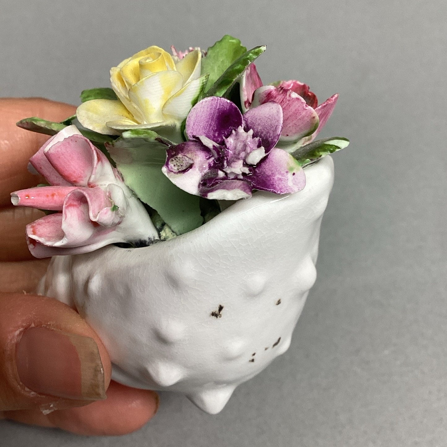 Vintage Royal Adderly Bone China Floral Bouquet Nestled in a Sea Shell - England
