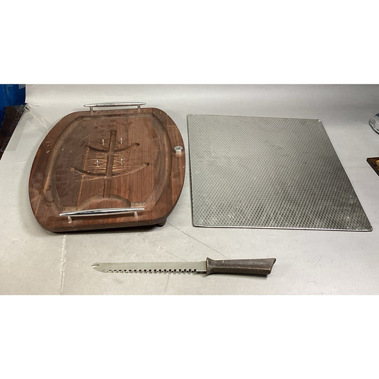 Large Wooden Carving Board, Double Edged Carving Knife & Counter Mat