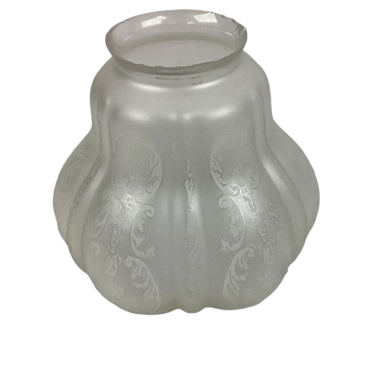 Antique Frosted Etched Glass Lamp Shade - 4.25”Hx4”D