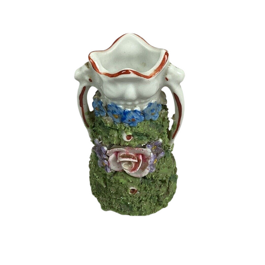 Rare Vintage German Miniature Elfinware Mossware Pitcher Jug Germany - 3”Hx1.5”L