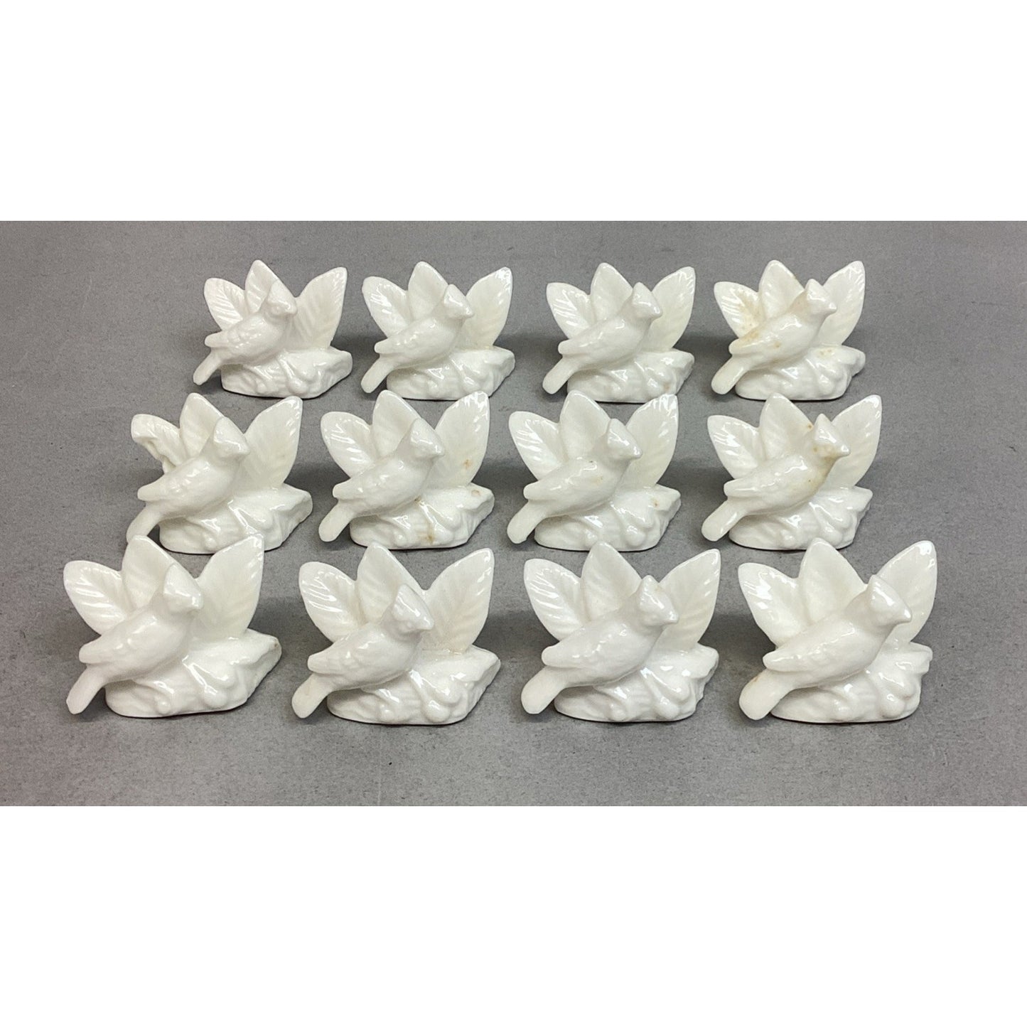 Set Of 12 Blue Jay Decorative Porcelain Figurines