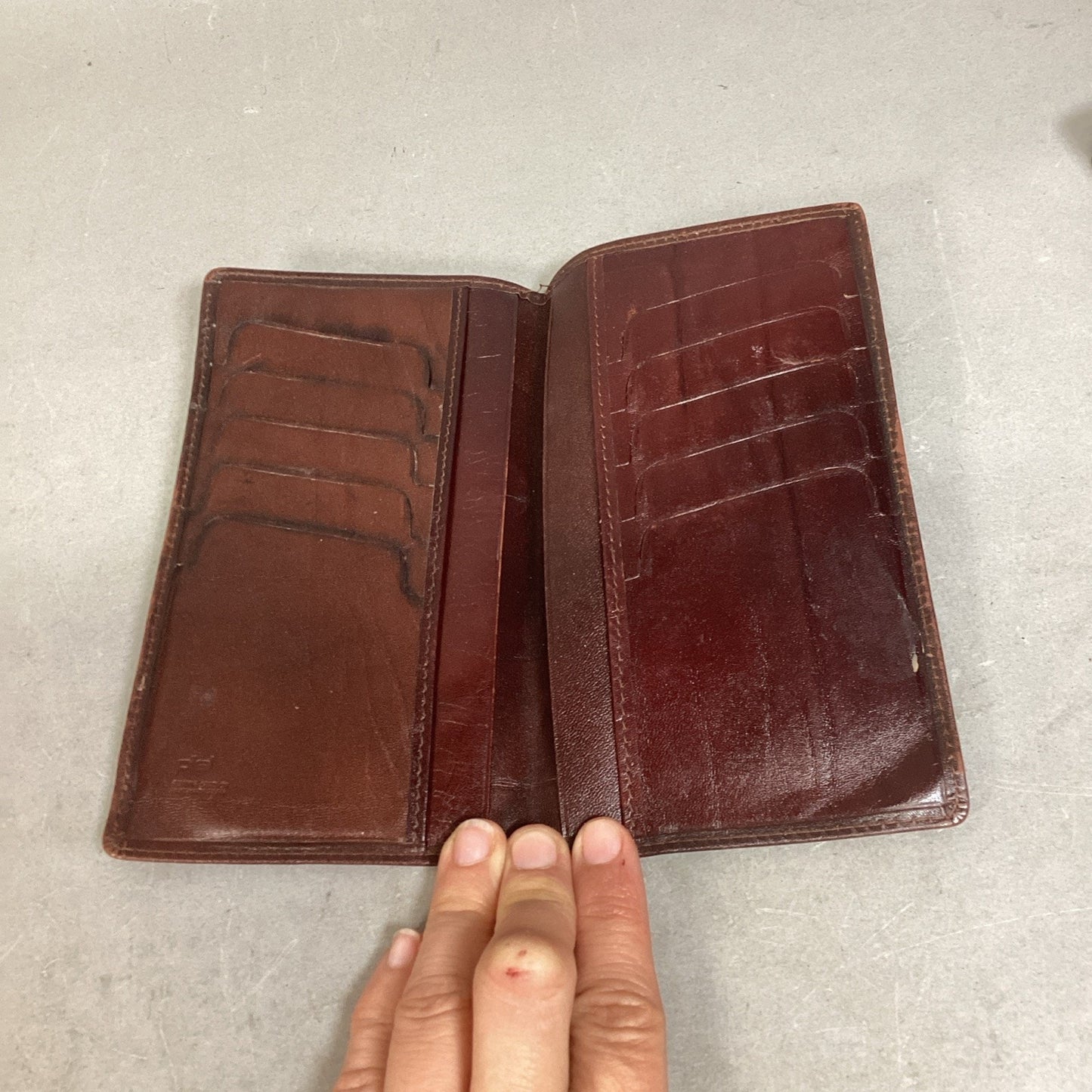 Set Of 2 Vintage Genuine Leather Wallets - Brown One Is Piel Brand