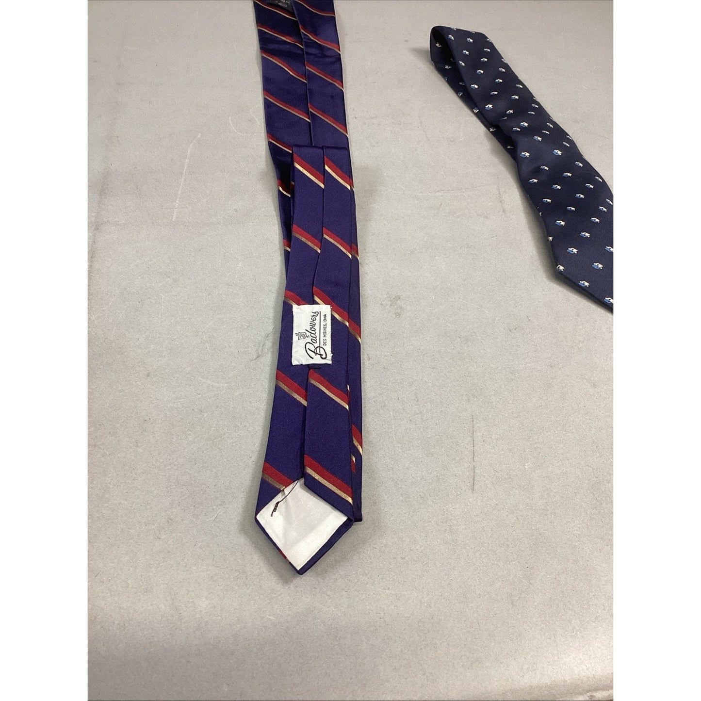 Countess Mara Blue Striped Silk Tie & Jean Marc Stewey Paris Dark Blue Silk Tie