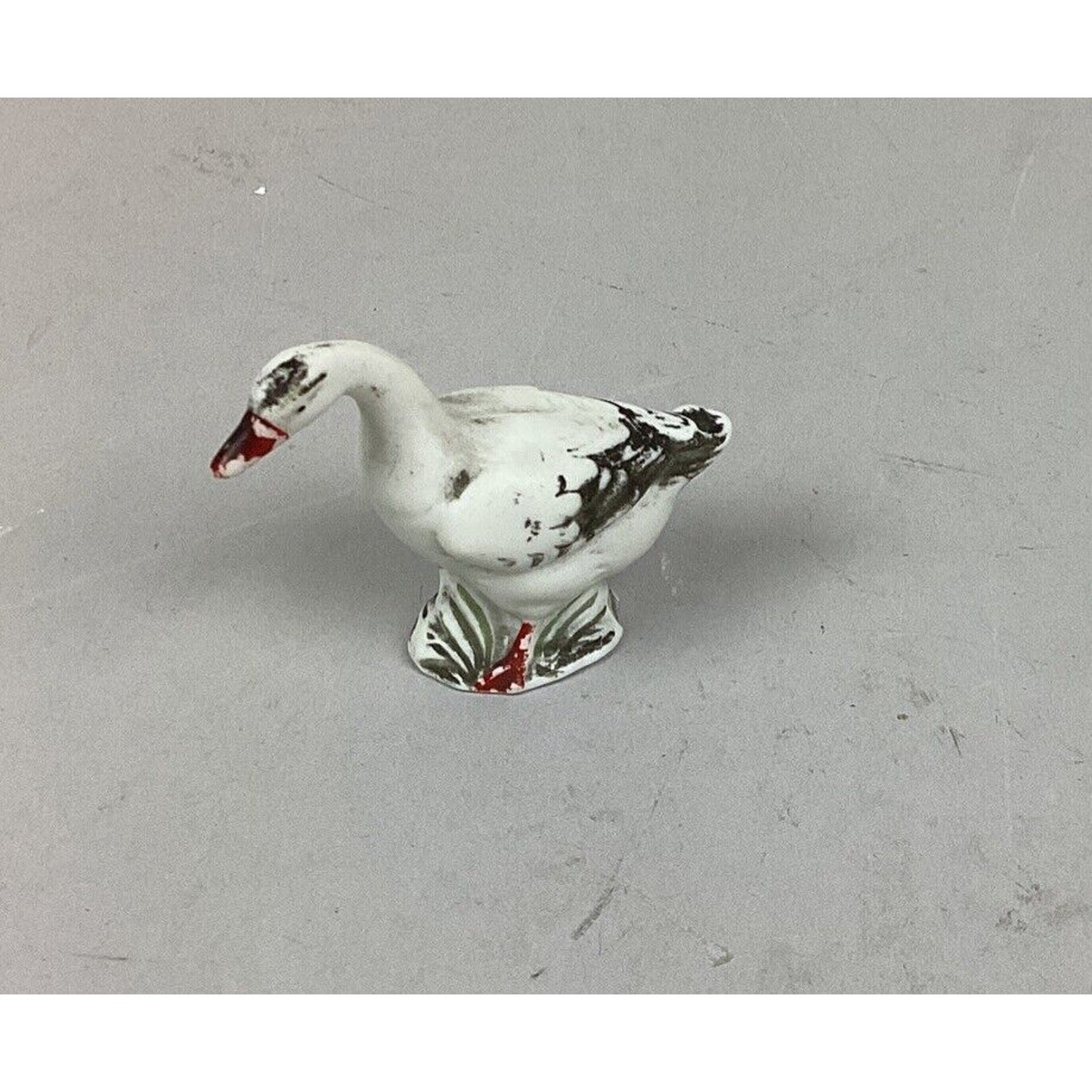 Vintage Porcelain Hand Painted Miniature Goose Figurine Standard Gauge - 1 7/8”